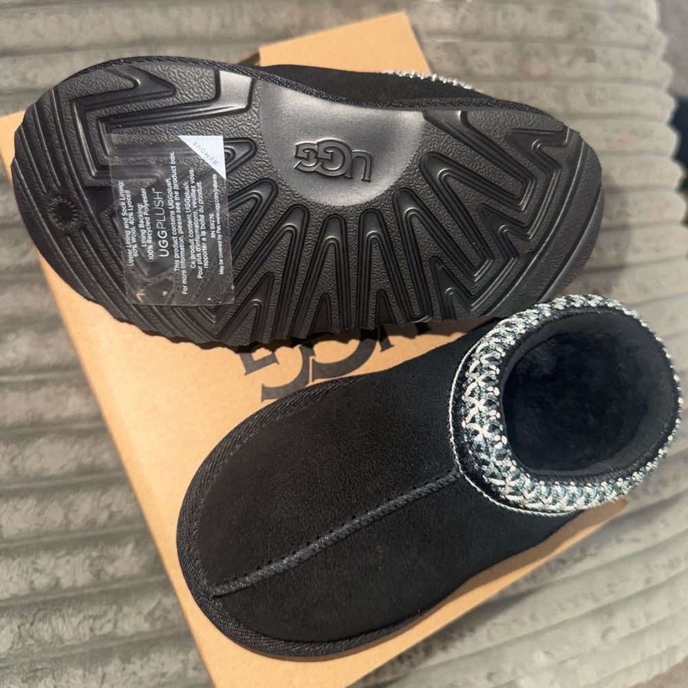 UGG Black Slippers with Metallic Trim